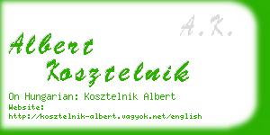 albert kosztelnik business card